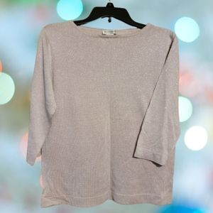 Wasserman Silver Metalic 3/4 Length Sleeve Top Size Large